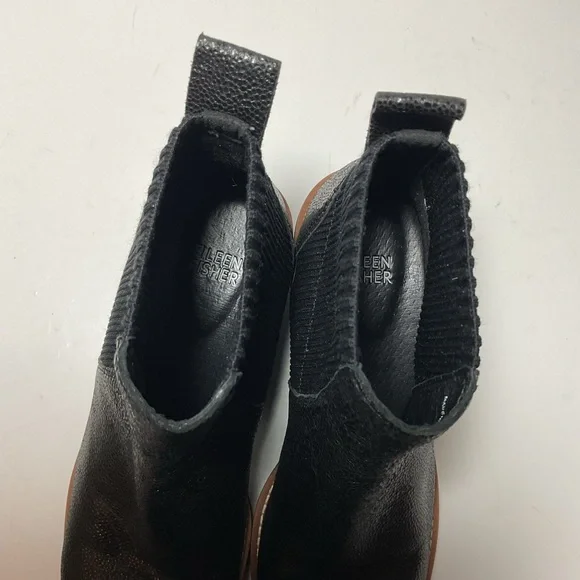 Eileen Fisher Lilou Black Leather Wedge Ankle Boots - Picture 10 of 15